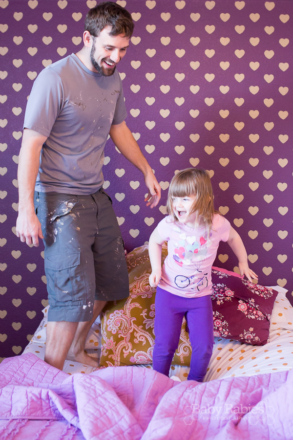 How to get crisp stencil lines on a textured wall! Heart Wall tutorial from BabyRabies.com